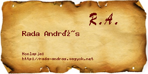 Rada András névjegykártya